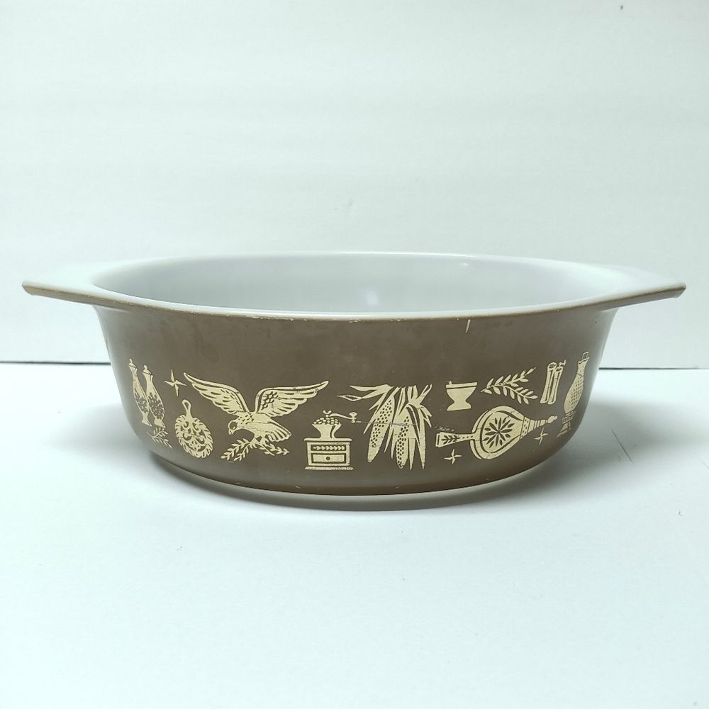 VTG Pyrex "Early American" Cinderella Oval Casserole Dish #043 1.5 qt